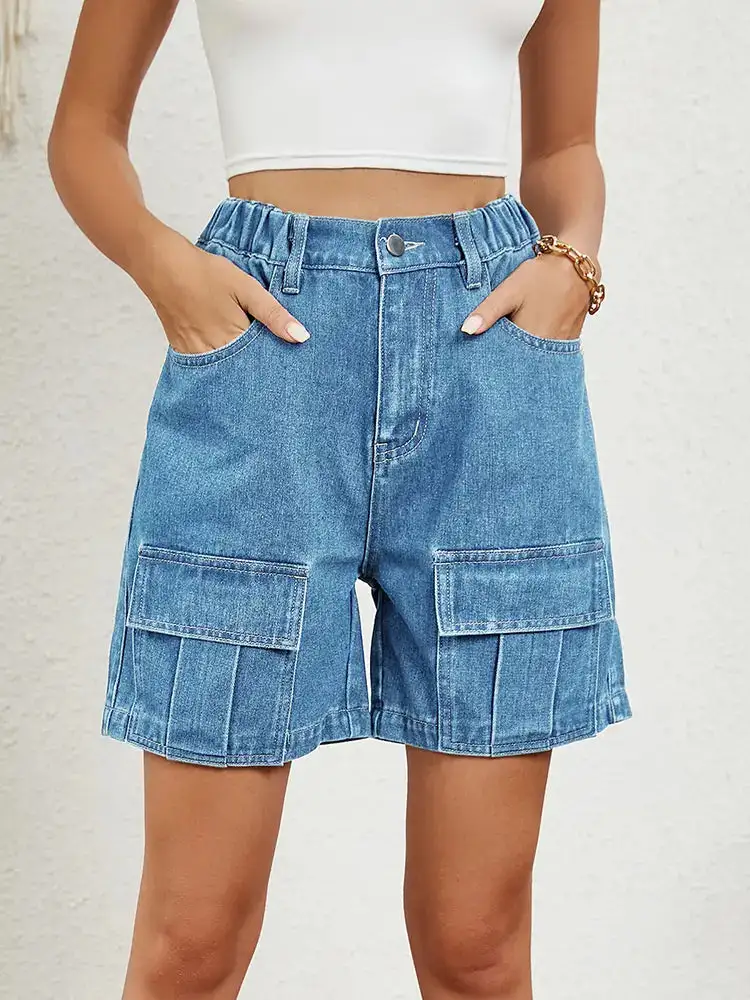 Washed Elastic Utility Shorts