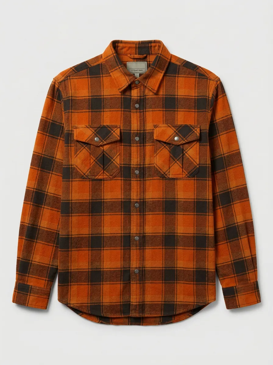 Men's Outdoor-Inspired Plaid Printed Flannel Shirt