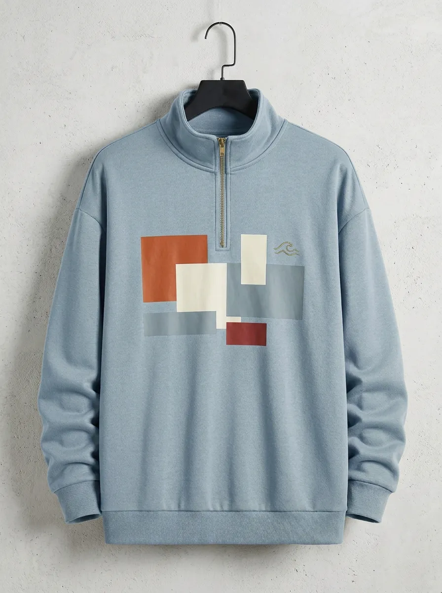 Half-Zip Half-Zip Geometric Abstract Men's Half-Zip Sweatshirt
