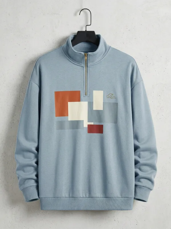Half-Zip Half-Zip Geometric Abstract Men's Half-Zip Sweatshirt