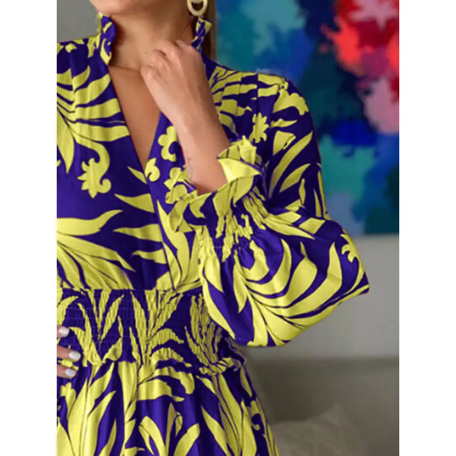 Printed Flounce Sleeve Maxi Dress