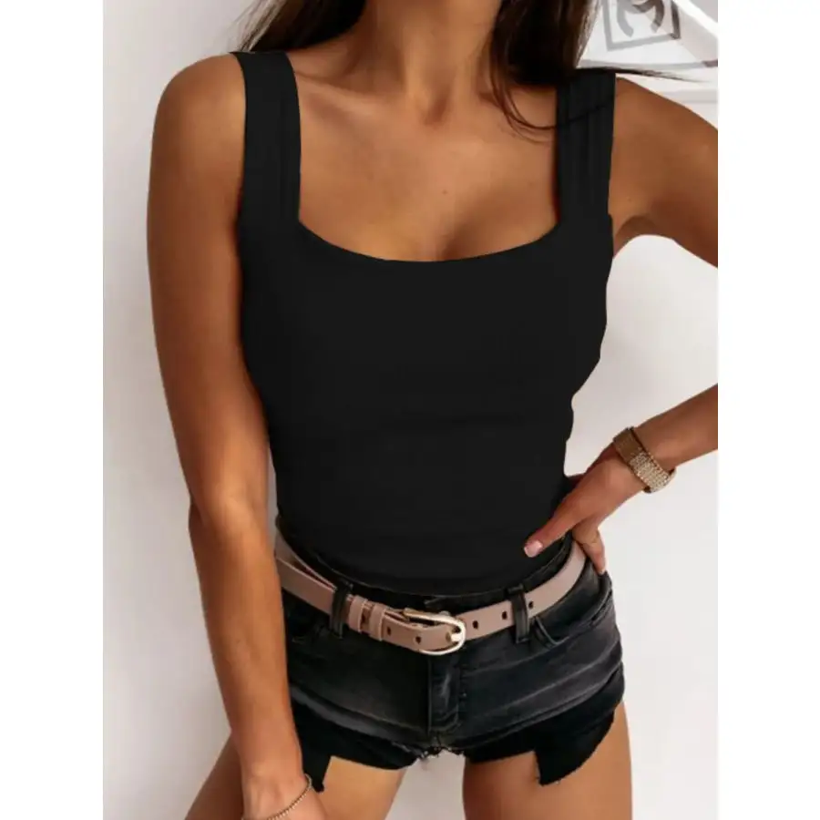 Square Neck Wide Strap Tank