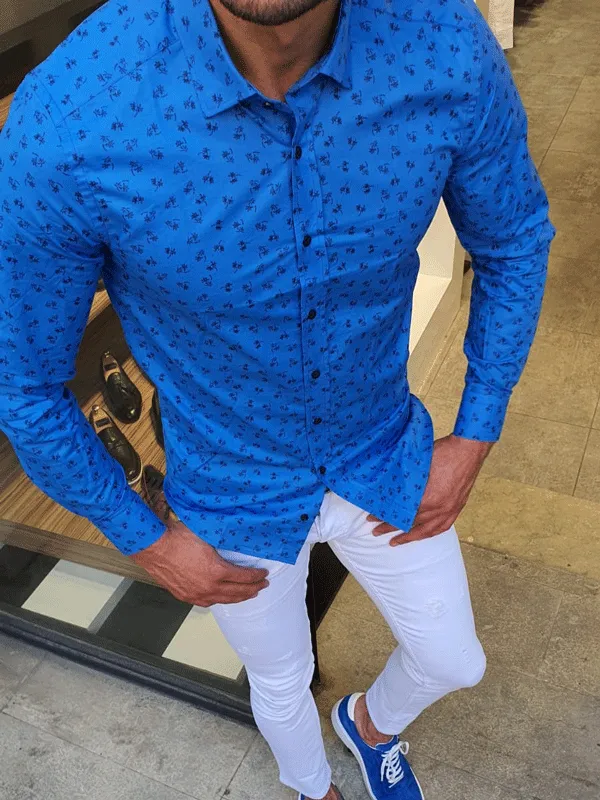 Refined Slim Fit Cotton Floral Print Casual Shirt