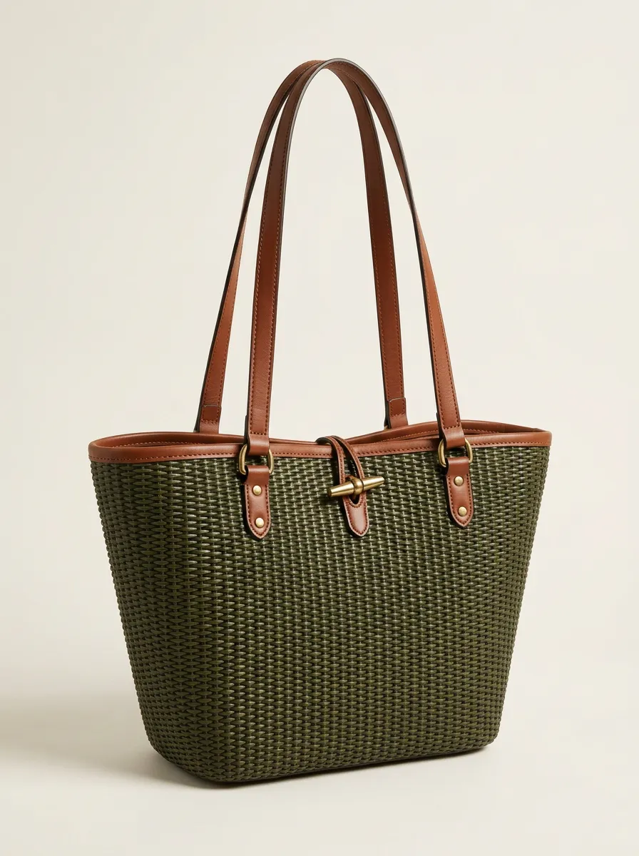 Casual Woven Straw-Style Women's Tote Bag