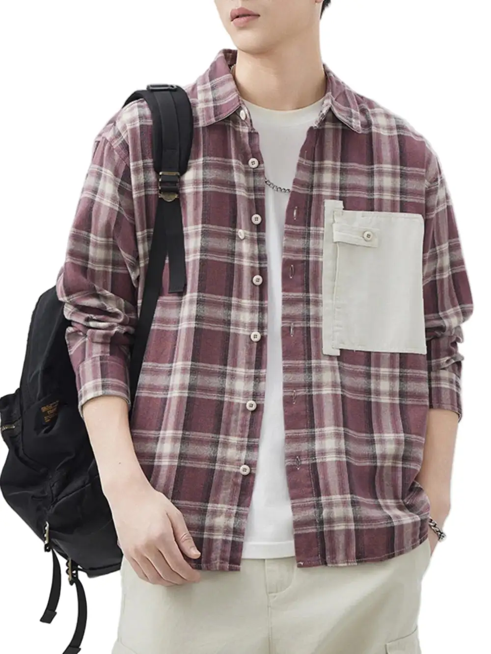 Button Down Plaid Contrast Shirt