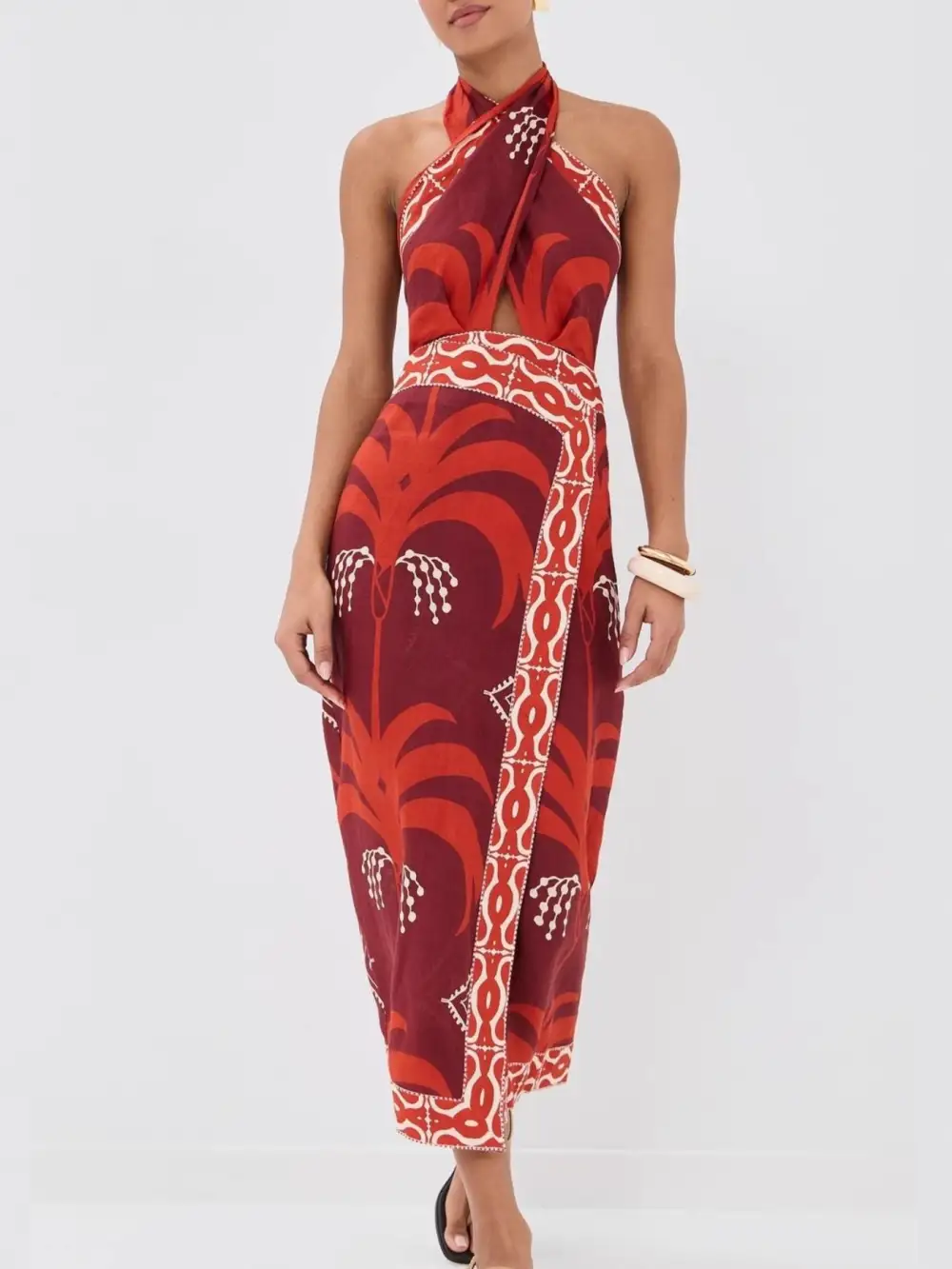 Printed Wrap Dress Casual