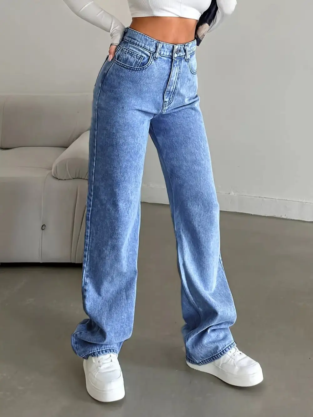 High Waist High Rise Wide Leg Jeans