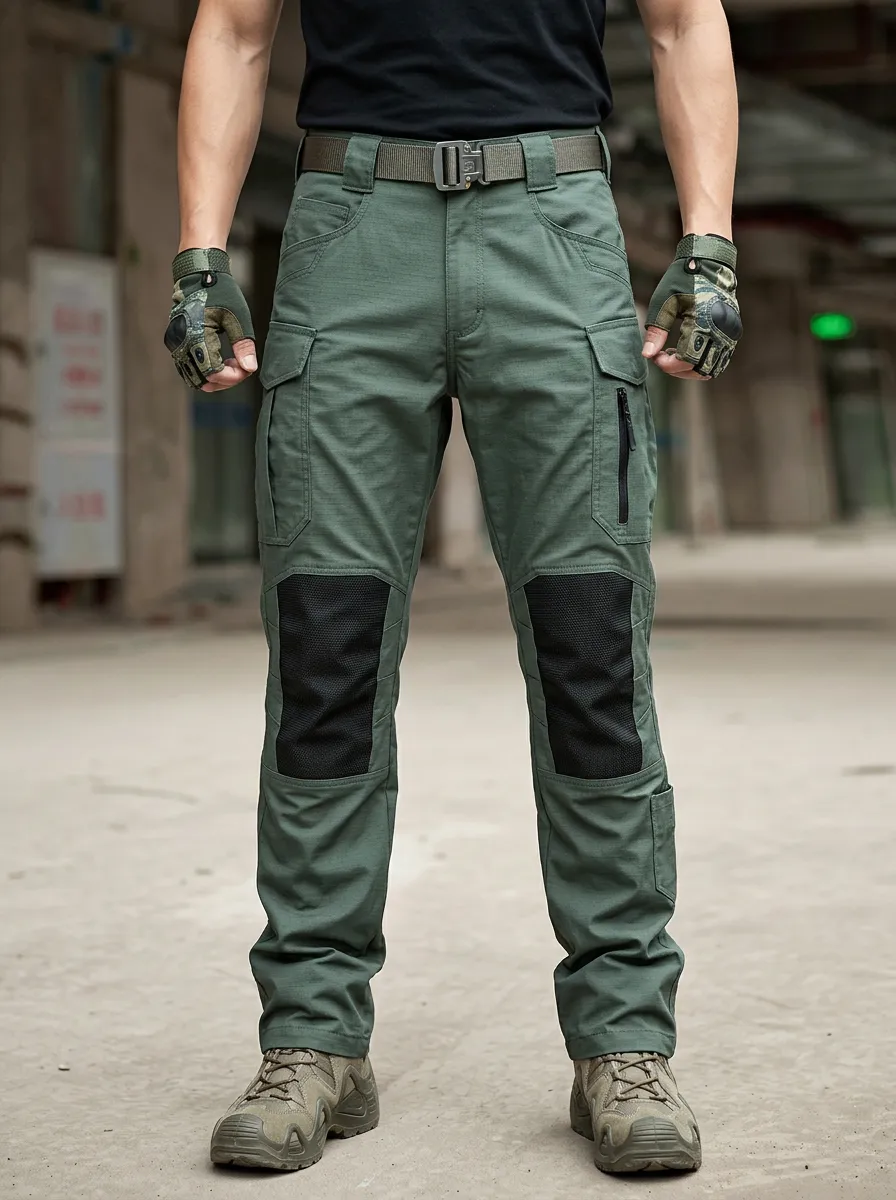 Men's Tactical Outdoor Army Green Knee-Pad Cargo Pants