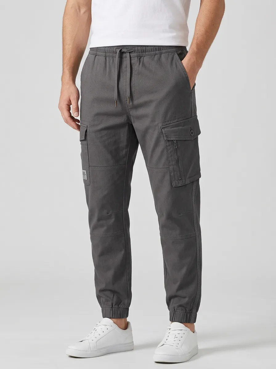 Streetwear Multi Pocket Graphic Print Silhouette Men's Cargo Jogger Pants