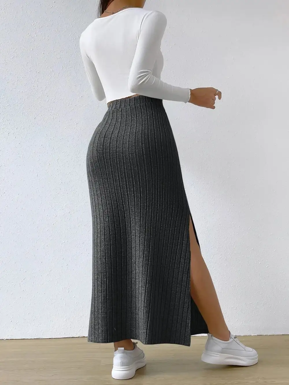 Knit Ribbed Maxi Skirt