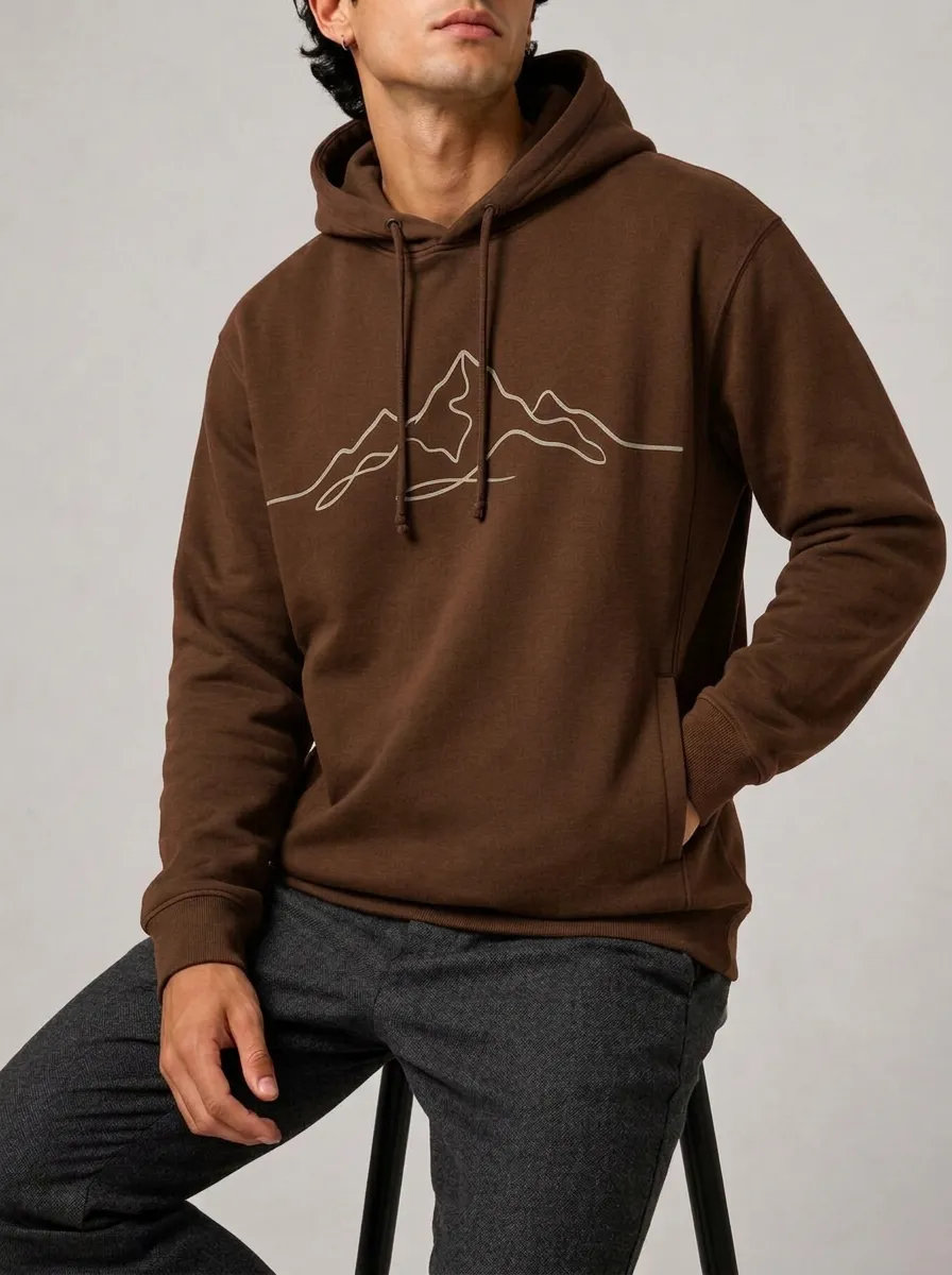 Men's Line Art Graphic Pullover Hoodie