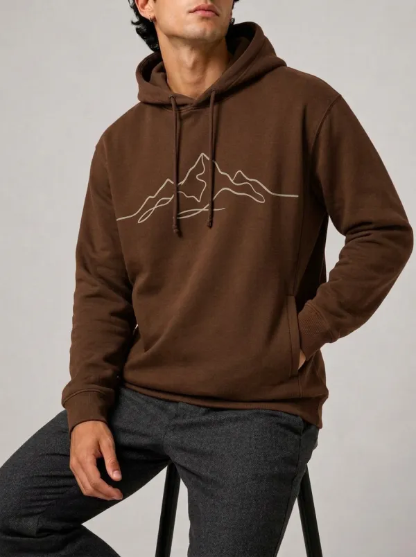 Men's Line Art Graphic Pullover Hoodie