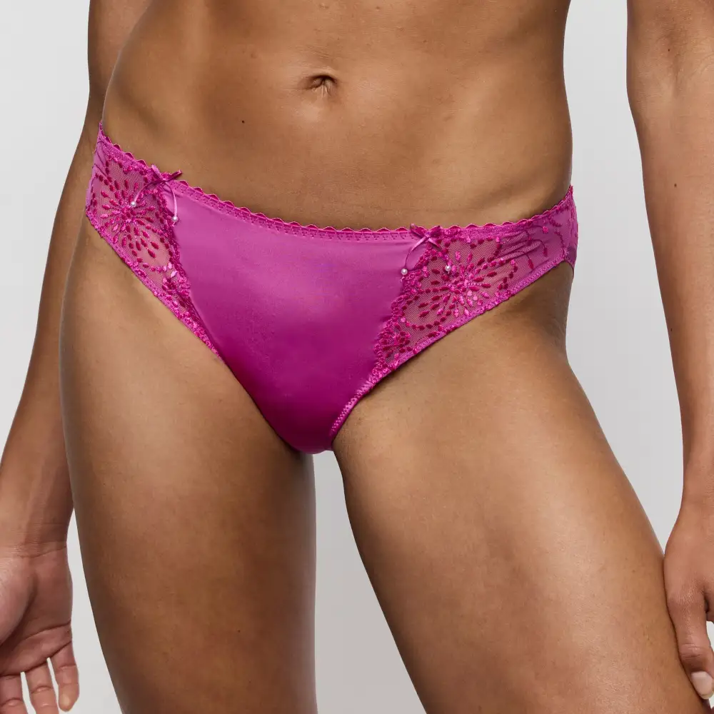 Women's Full Coverage Elastic Waistband Cotton Gusset Floral Embroidery Cotton Shimmer Detail Soft Fabric Stretch Fit Bikini Panty