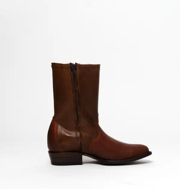 Men's Round Toe Leather Ankle Boots