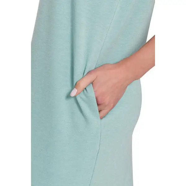 French Terry Sleeveless Round Neck Midi Dress