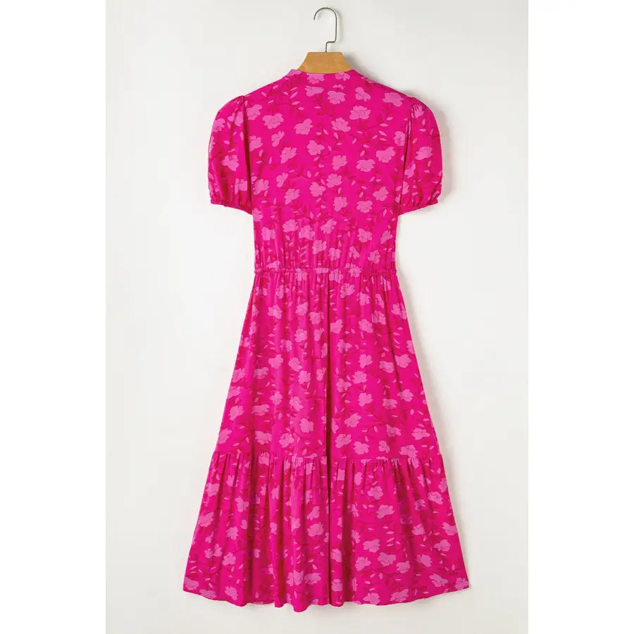 Drawstring Short Sleeve Midi Dress