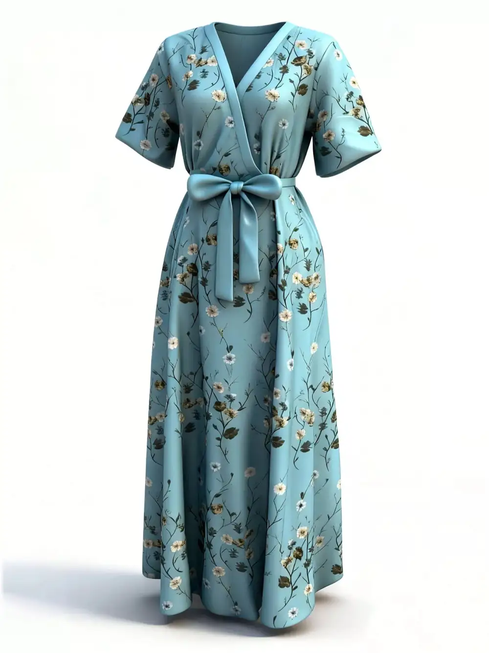 Floral Short Sleeve Dress Casual