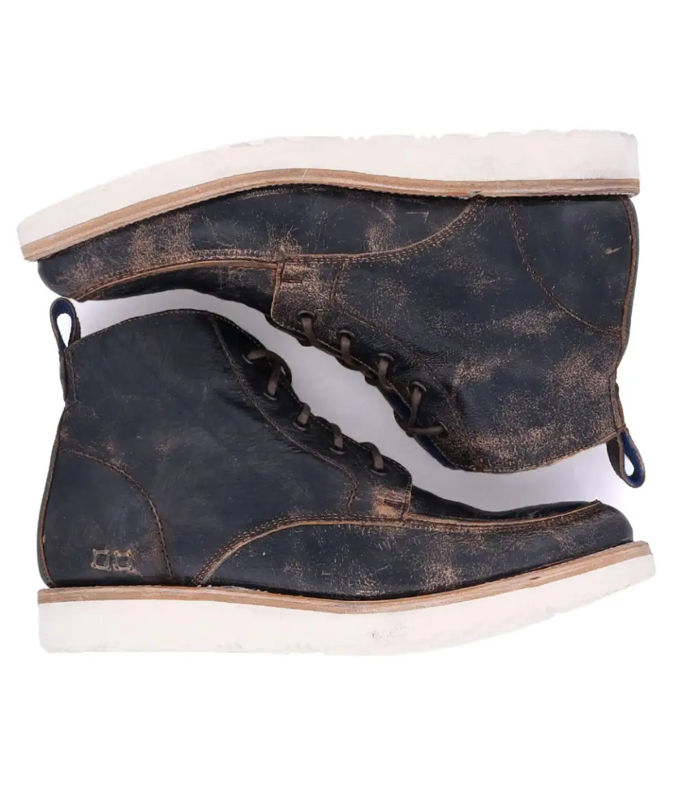 Apron-Toe Lace-Up Distressed Work Boots