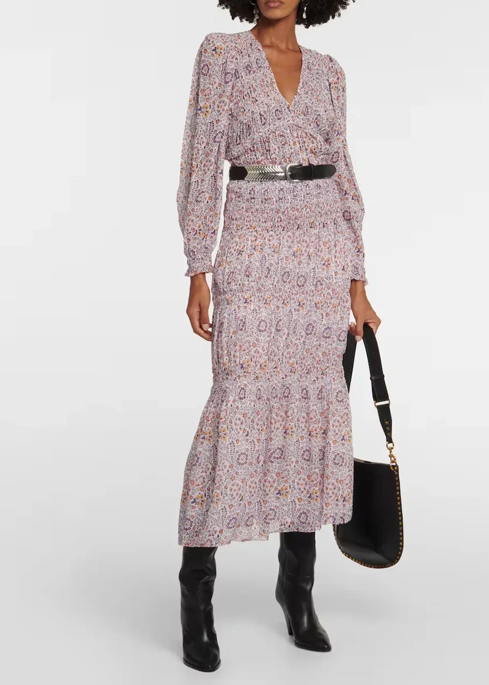 Abstract Print V Neck Skirt