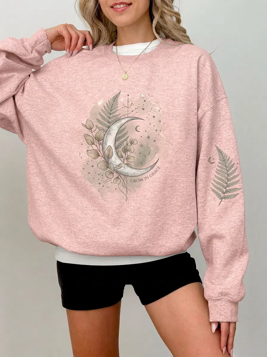 Women's Celestial Botanical Grow In Grace Graphic Sweatshirt