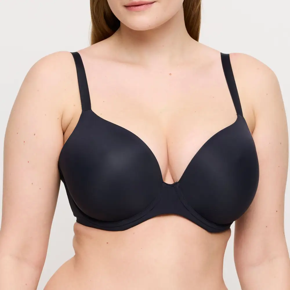Women's Plunge Spacer Seamless Adjustable Straps Bonded Finish Mesh Microfiber Rounded Shape Bra