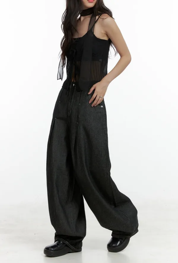 Mesh Tank Top and Scarf Matching Set