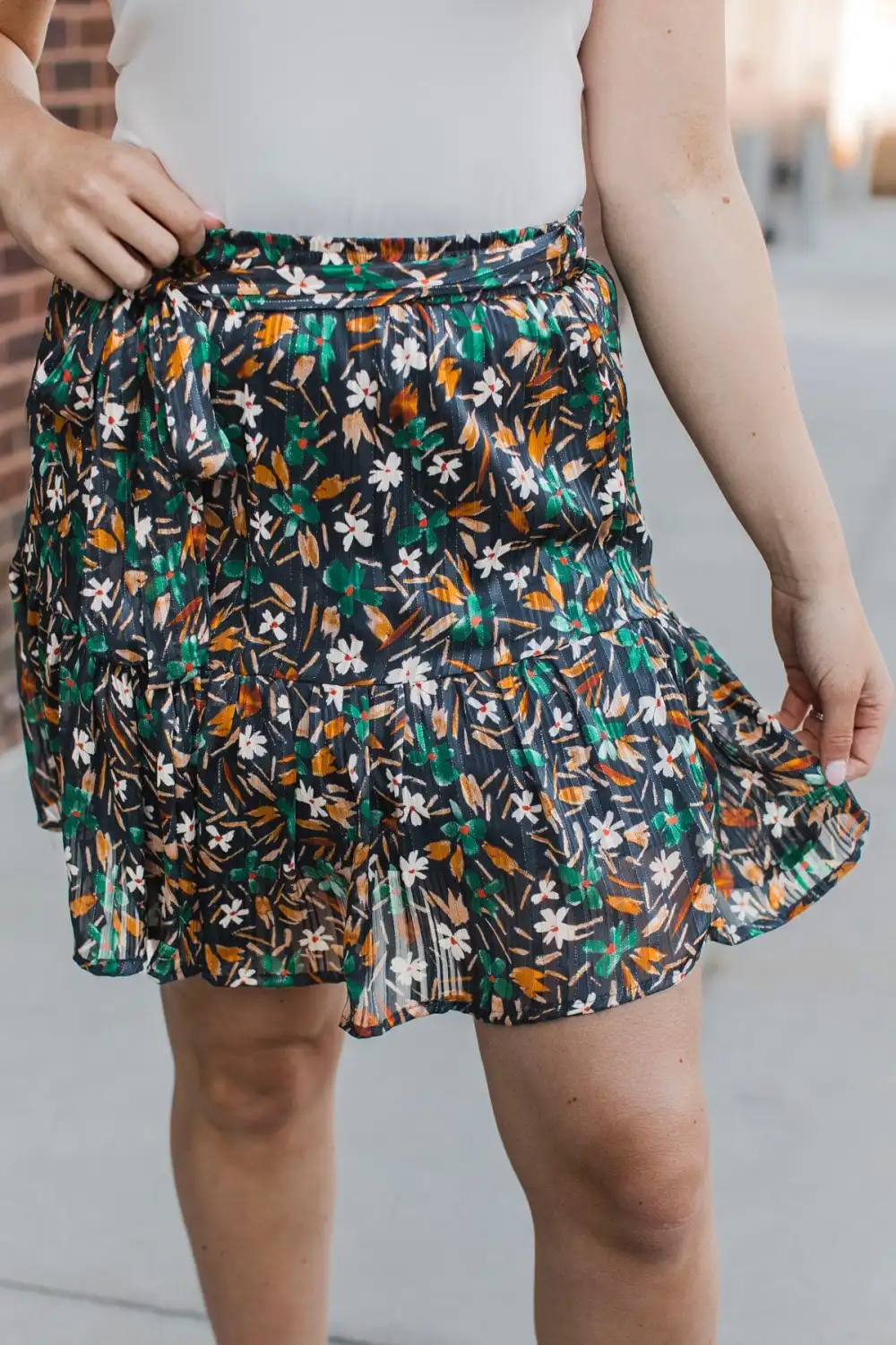 Elastic Waist Floral Everyday Classic Skirt