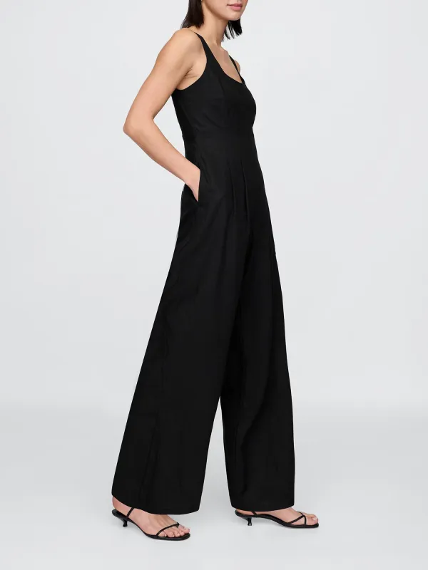 Soft Square Collar Strap Pants