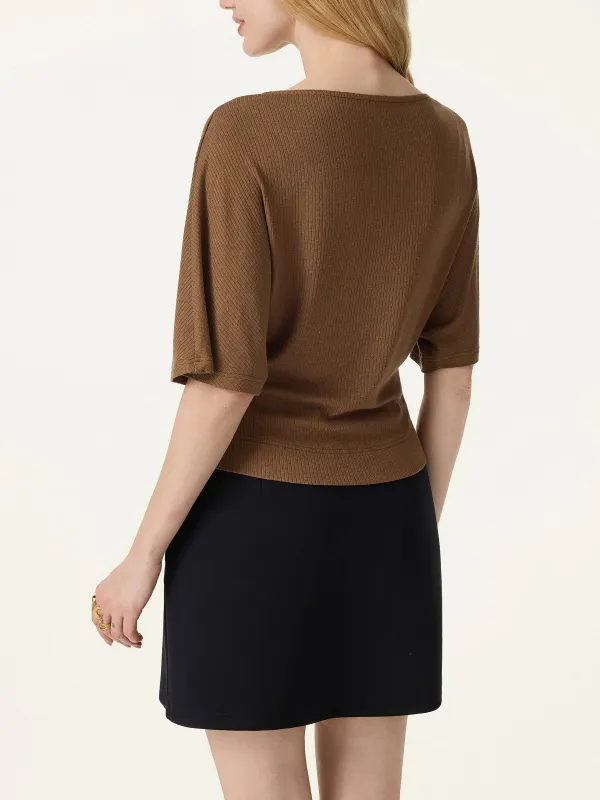 Soft Ribbed Boatneck Relaxed Top