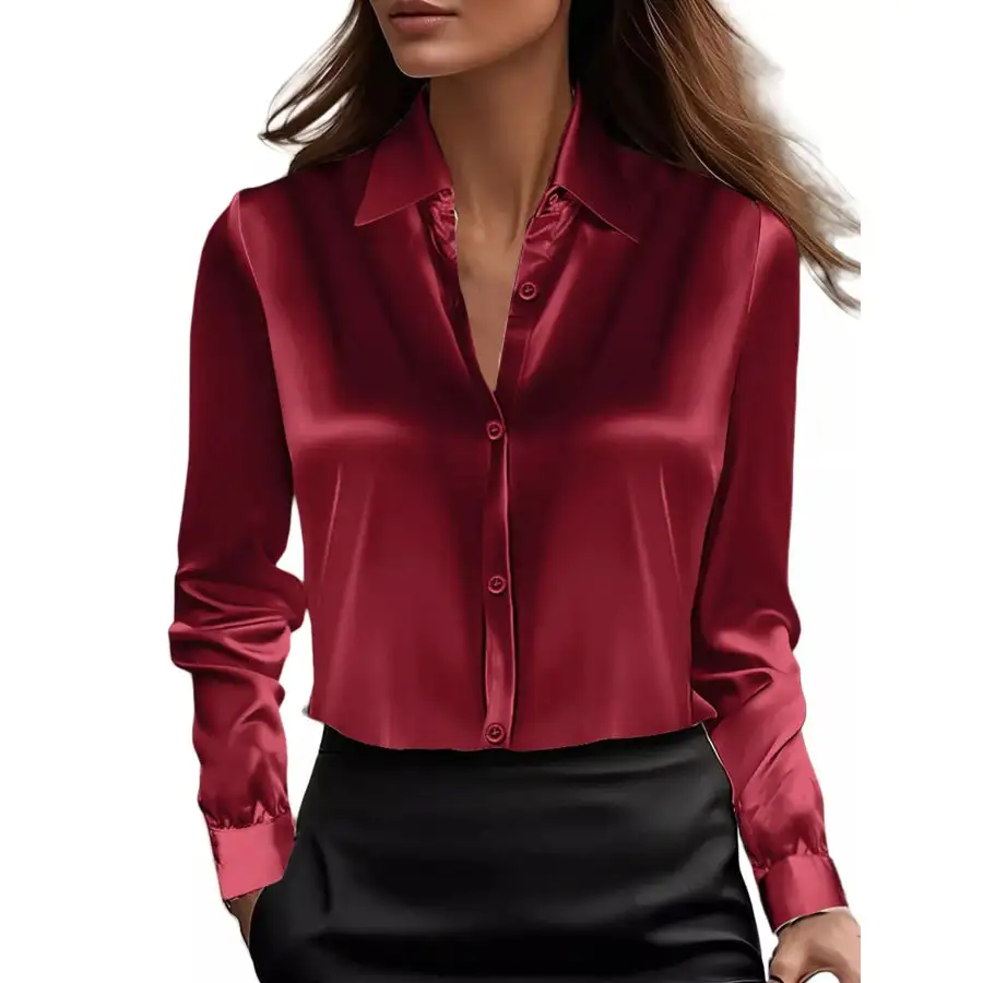 Full Size Button Down Collared Neck Long Sleeve Shirt Plus Size