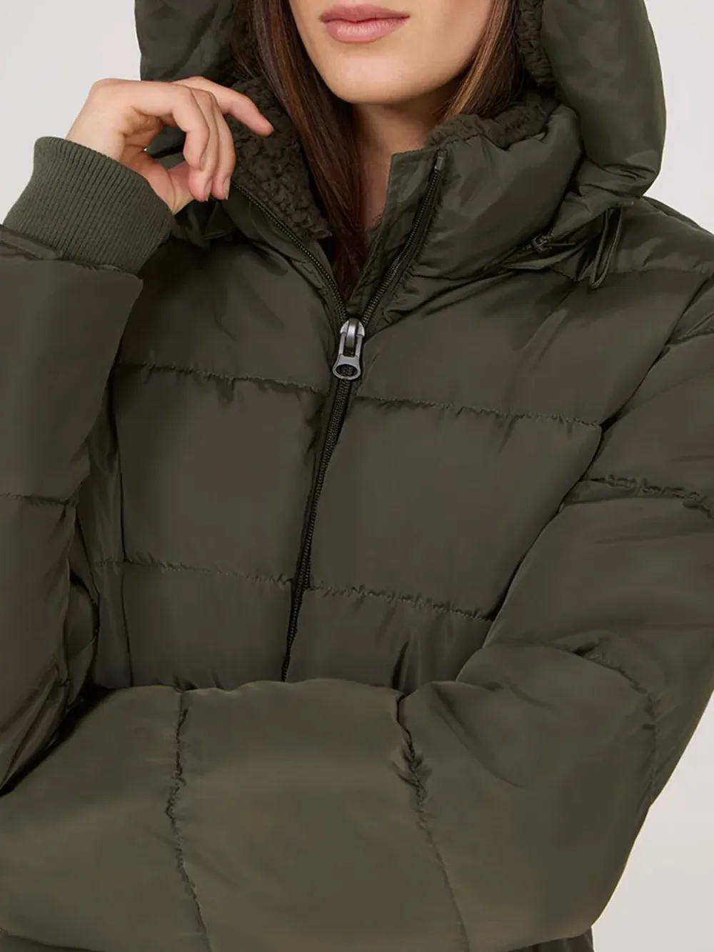 Drawstring Waist Puffer Coat