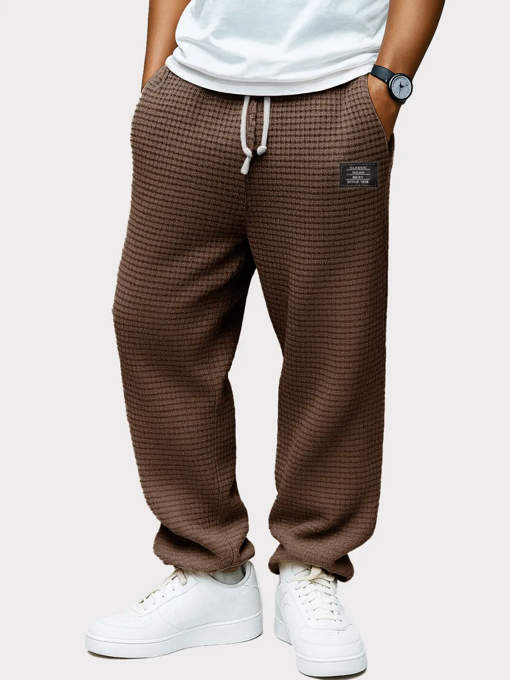 Clean Cut Textured Knit Drawstring Trousers