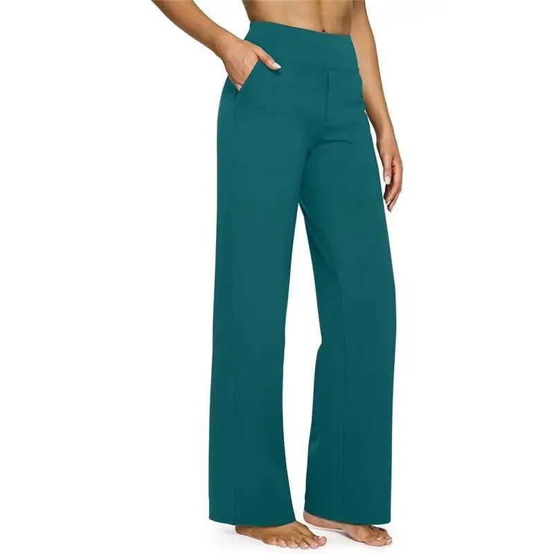 High Waist Straight Leg Loose Fit Pocket Pants