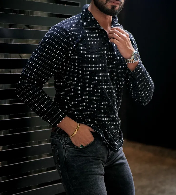 Black Ribbed Henley Neck Long Sleeve Top