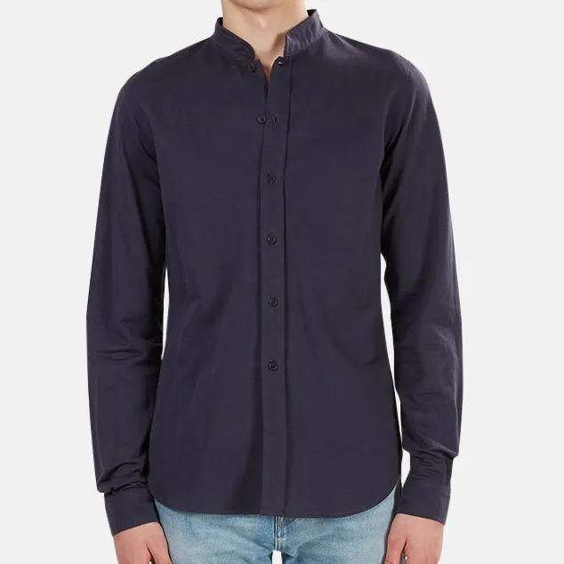 Classic Button Down Cotton Mandarin Collar Shirt