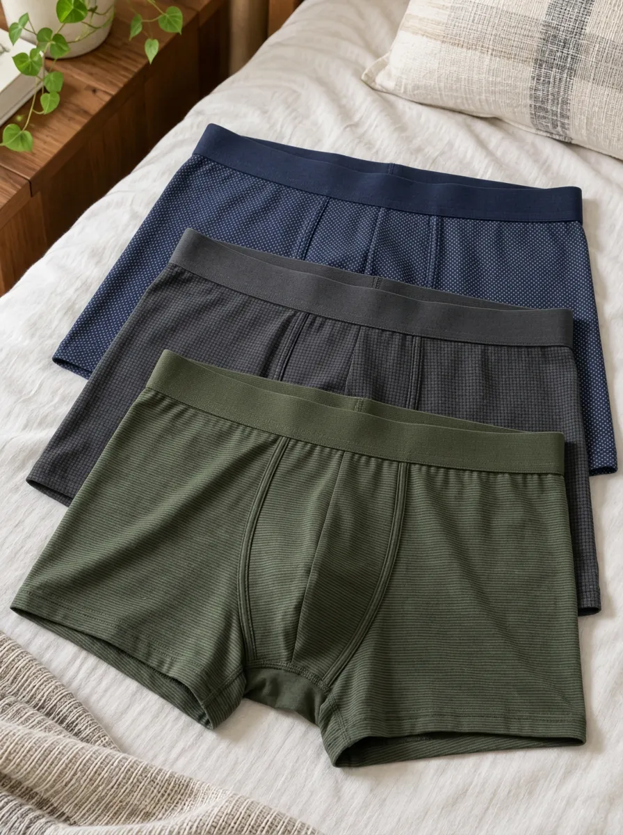 Men's Minimalist Solid Color Textured Printed Boxer Briefs 3-Pack