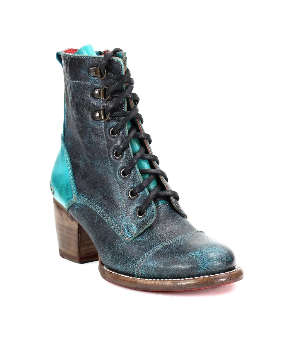 Cap-Toe Side-Zip Lace-Up Boots