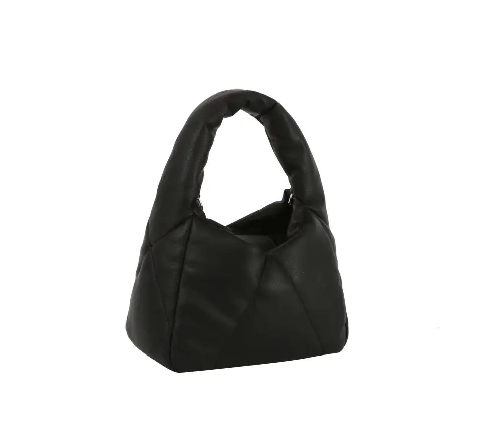 Quilted Chain Accent Pocketed Nylon Hobo Shoulder Bag