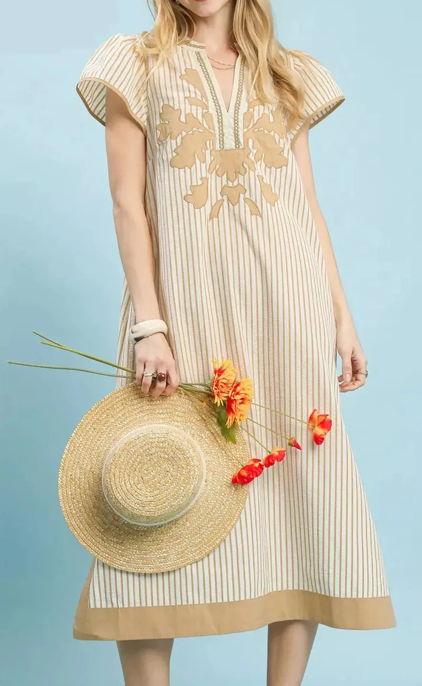 Midi Midi Dress with Lace Trim