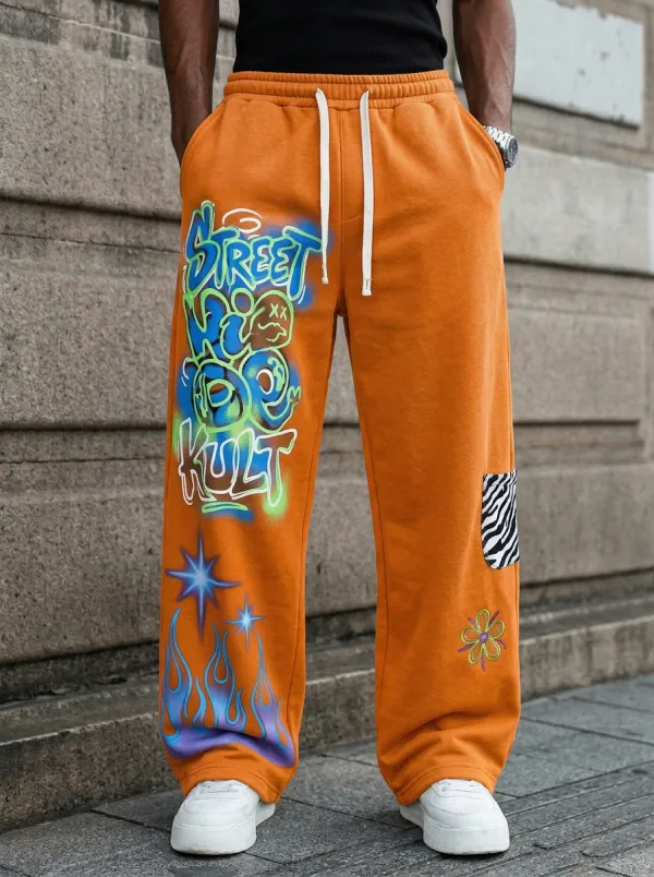 Unisex Graphic Streetwear Graffiti Flame Sweatpants