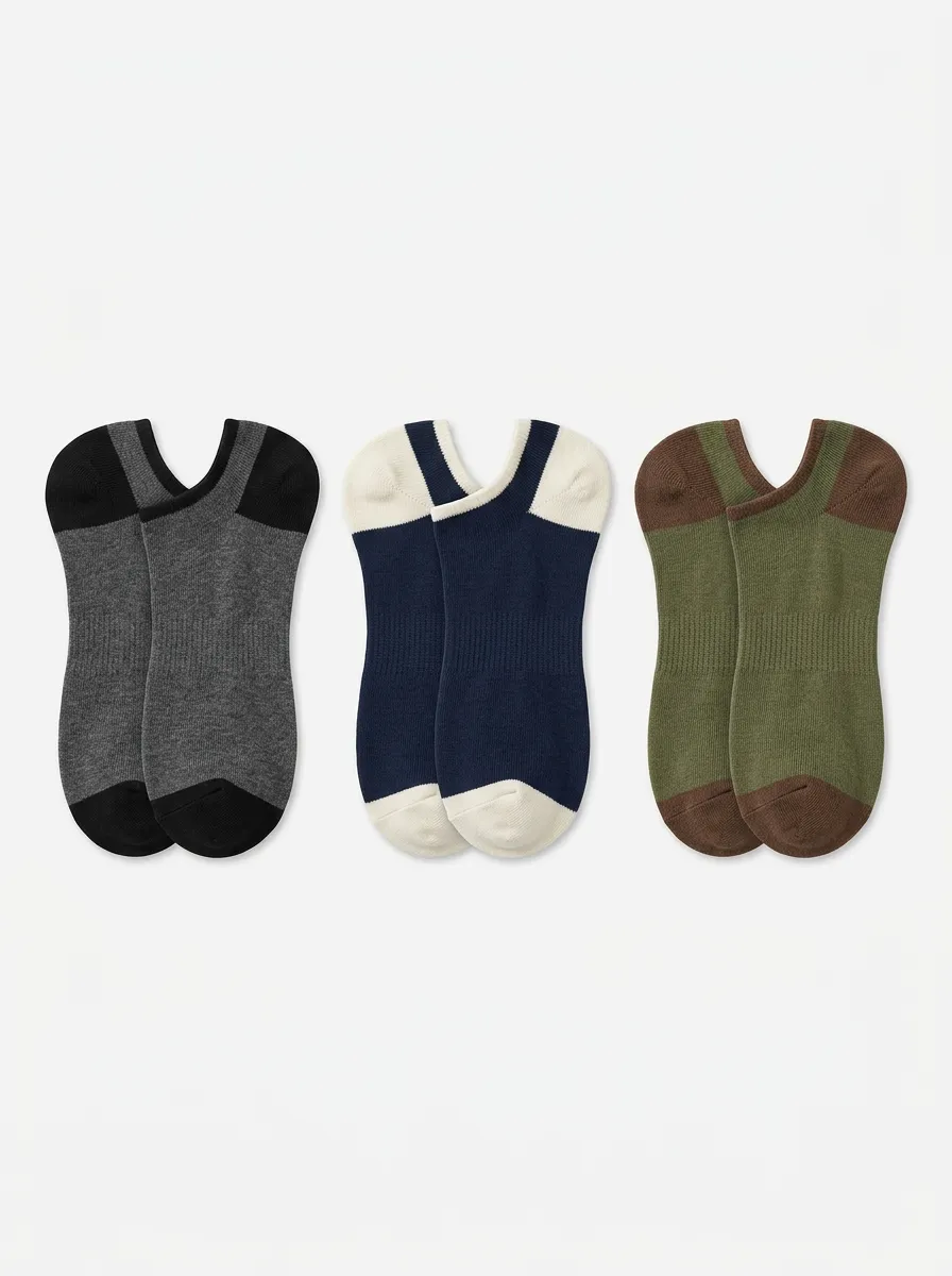 Men's 3-Pair Colorblock No-Show Liner Sock Set