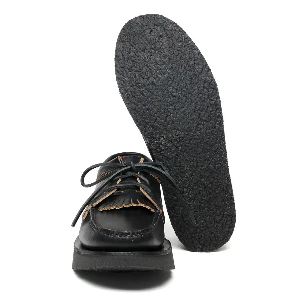 Waxed Leather Kiltie Fringe Men's Casual Boat Shoes
