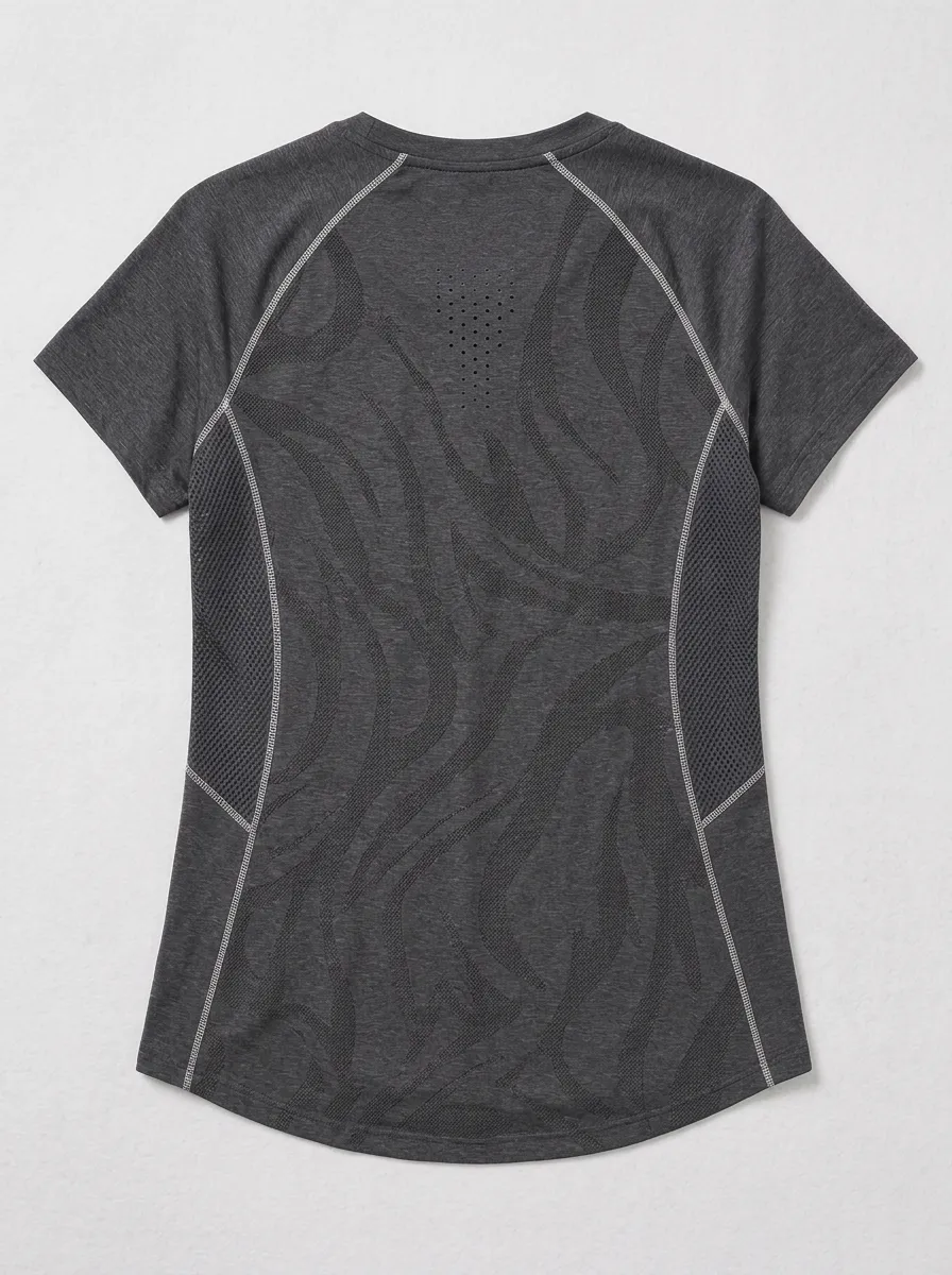 Women's Athletic Fitness Zebra Pattern Jacquard Printed Top