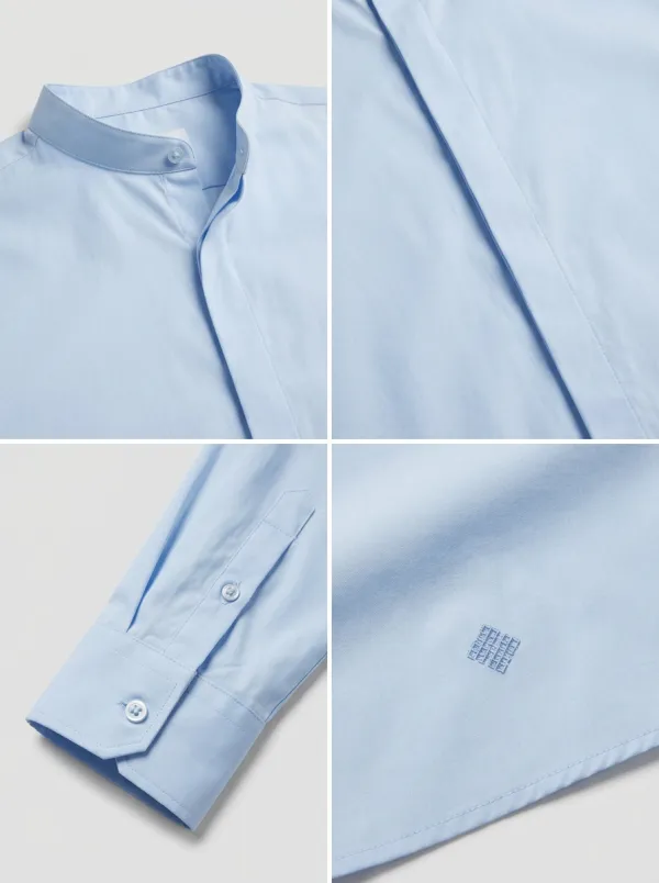 Men's Non-Iron Cotton Mandarin Collar Long Sleeve Shirt