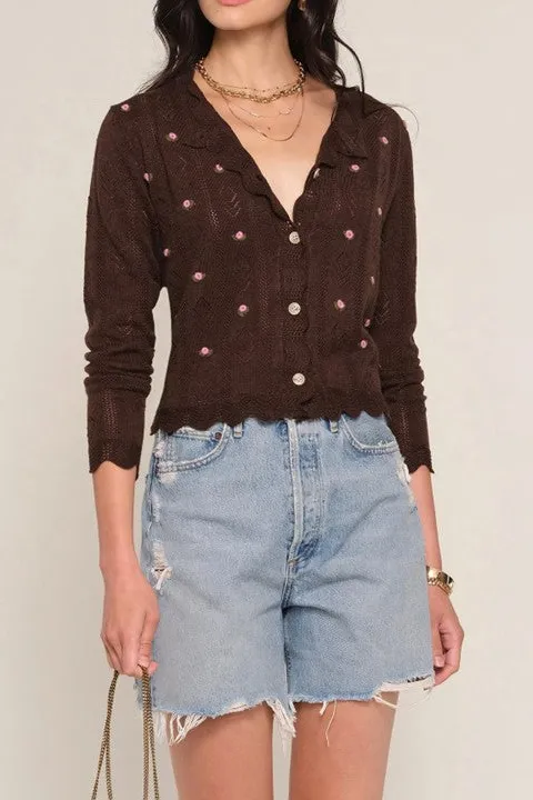 Brown Button Knit Cardigan