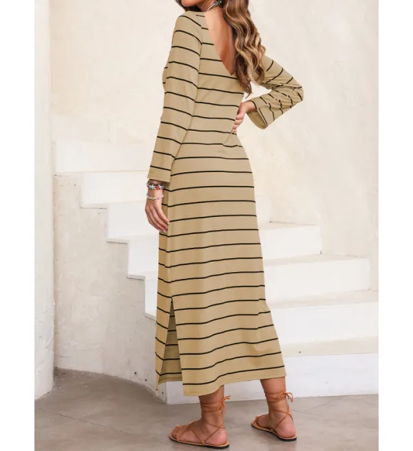 Slit Round Neck Midi Dress