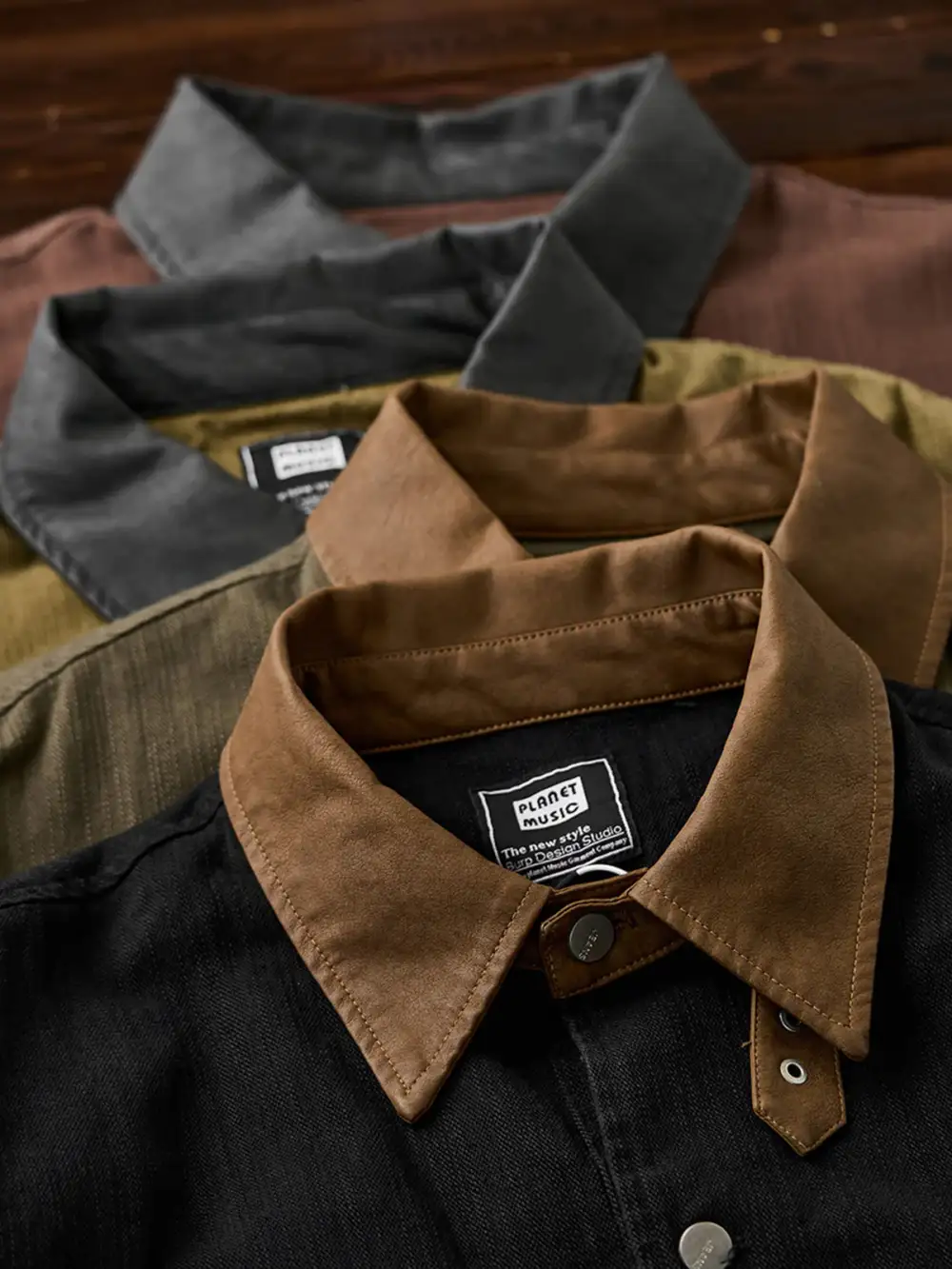 Men's Leather Button Front Field Jacket