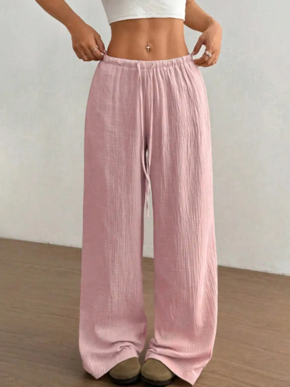 Polished Wide Leg Drawstring Pants