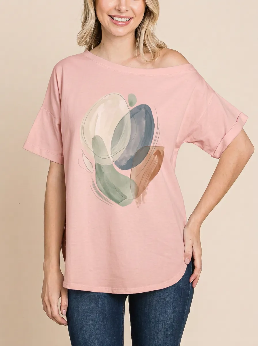 Women's Abstract Art Minimalist Watercolor Graphic T-Shirt