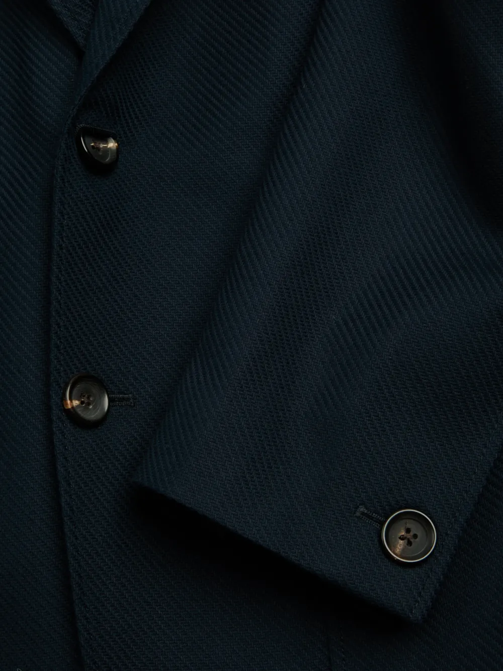 Navy Lapel Linen-Cotton Blazer